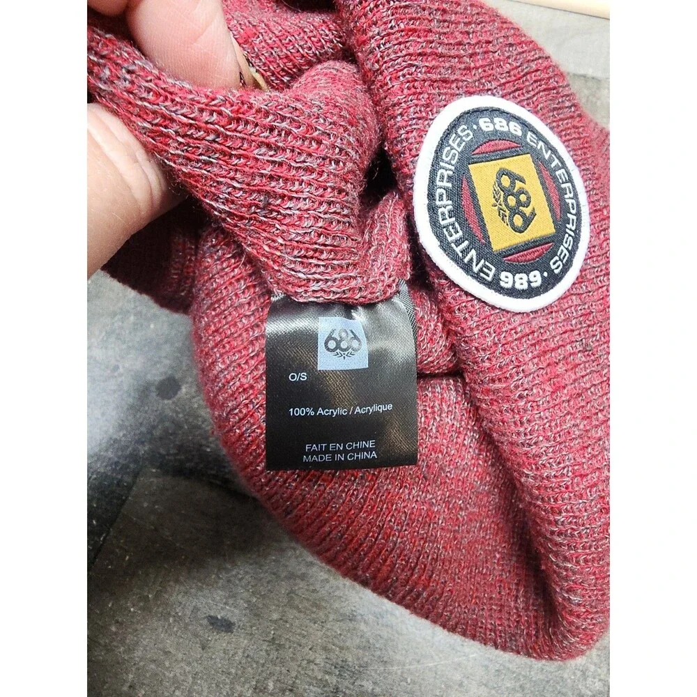 686 Enterprise Clothing Bran Burgandy With Logo Beanie Hat